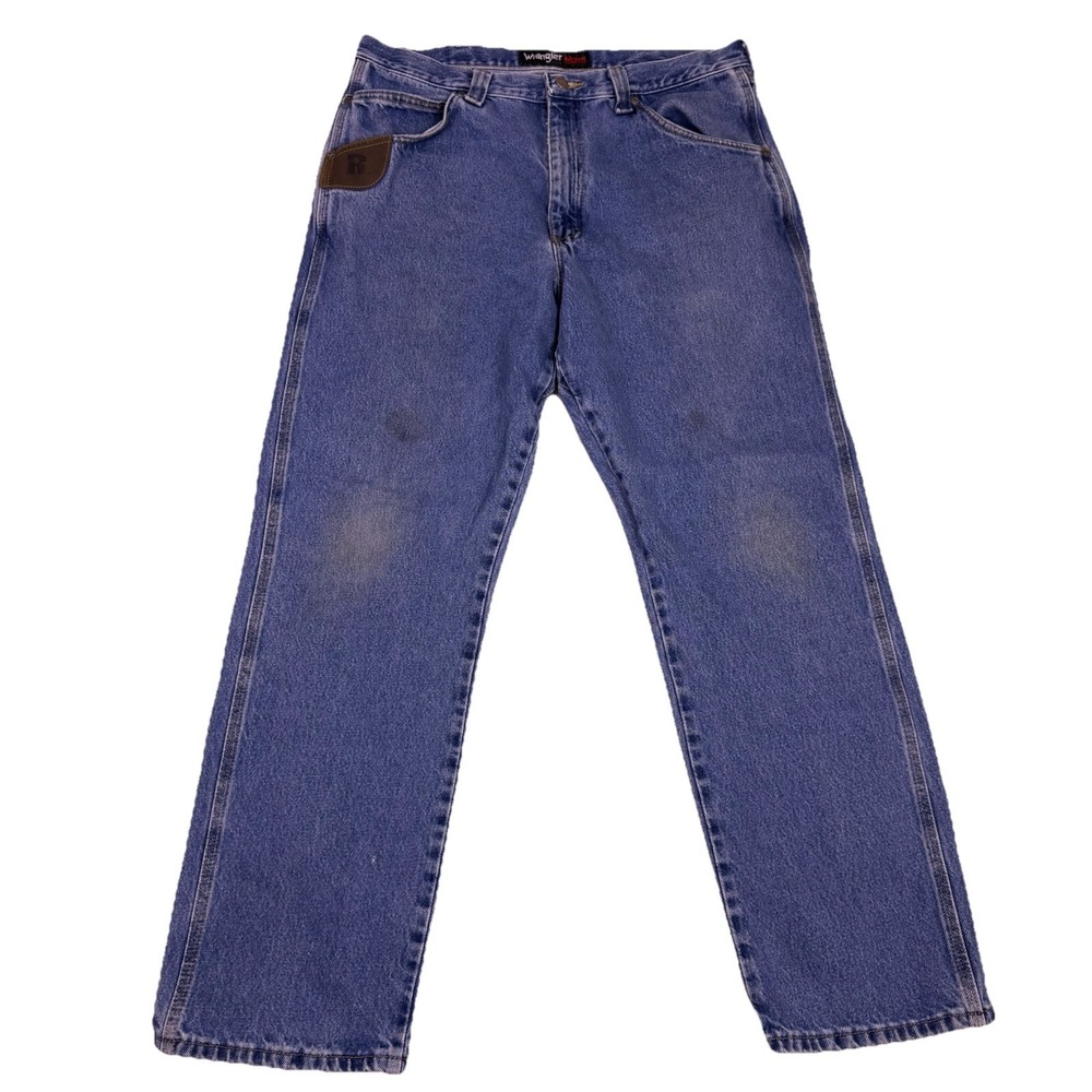 Wrangler Riggs Workwear Mens 36x32 Blue Relaxed Straight Denim Jeans 3W050AI